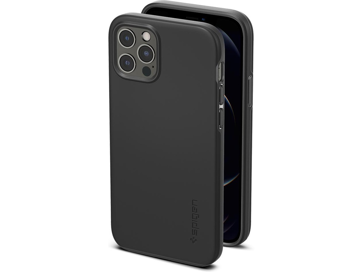 iPhone 12/12 Pro Thin Fit fodral från Spigen - svart Skydd iPhone 12/12 Pro Thin Fit fodral från Spigen - svart Skydd