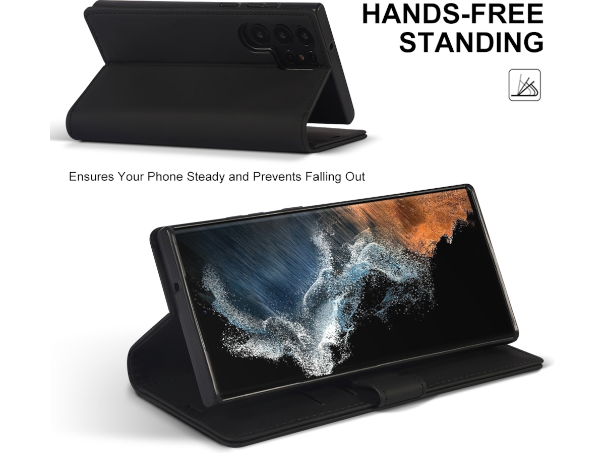 iiglo Galaxy S23 Ultra Plånboksfodral (svart) Skydd