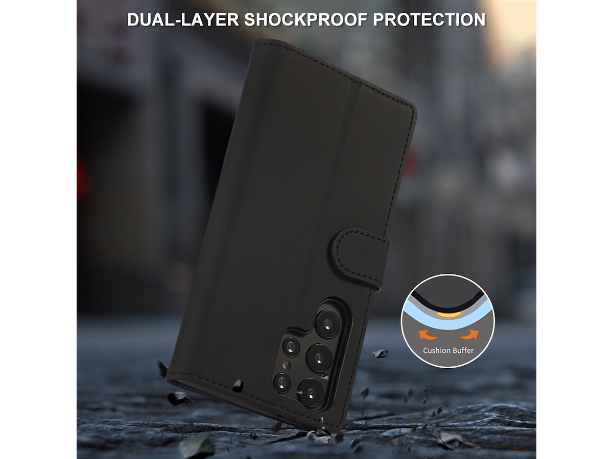 iiglo Galaxy S23 Ultra Plånboksfodral (svart) Skydd