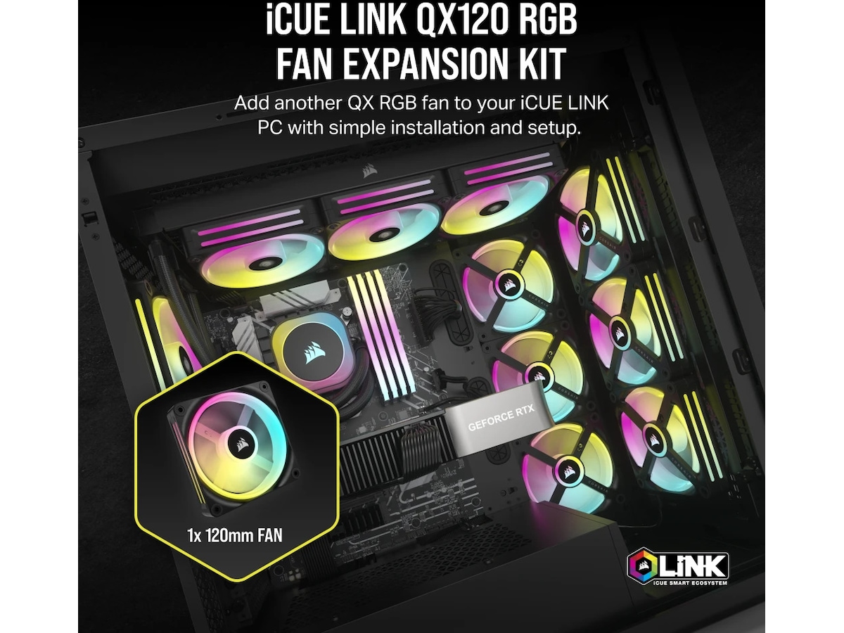 Corsair iCUE LINK QX120 RGB 120mm Fläkt (svart) Fläkt