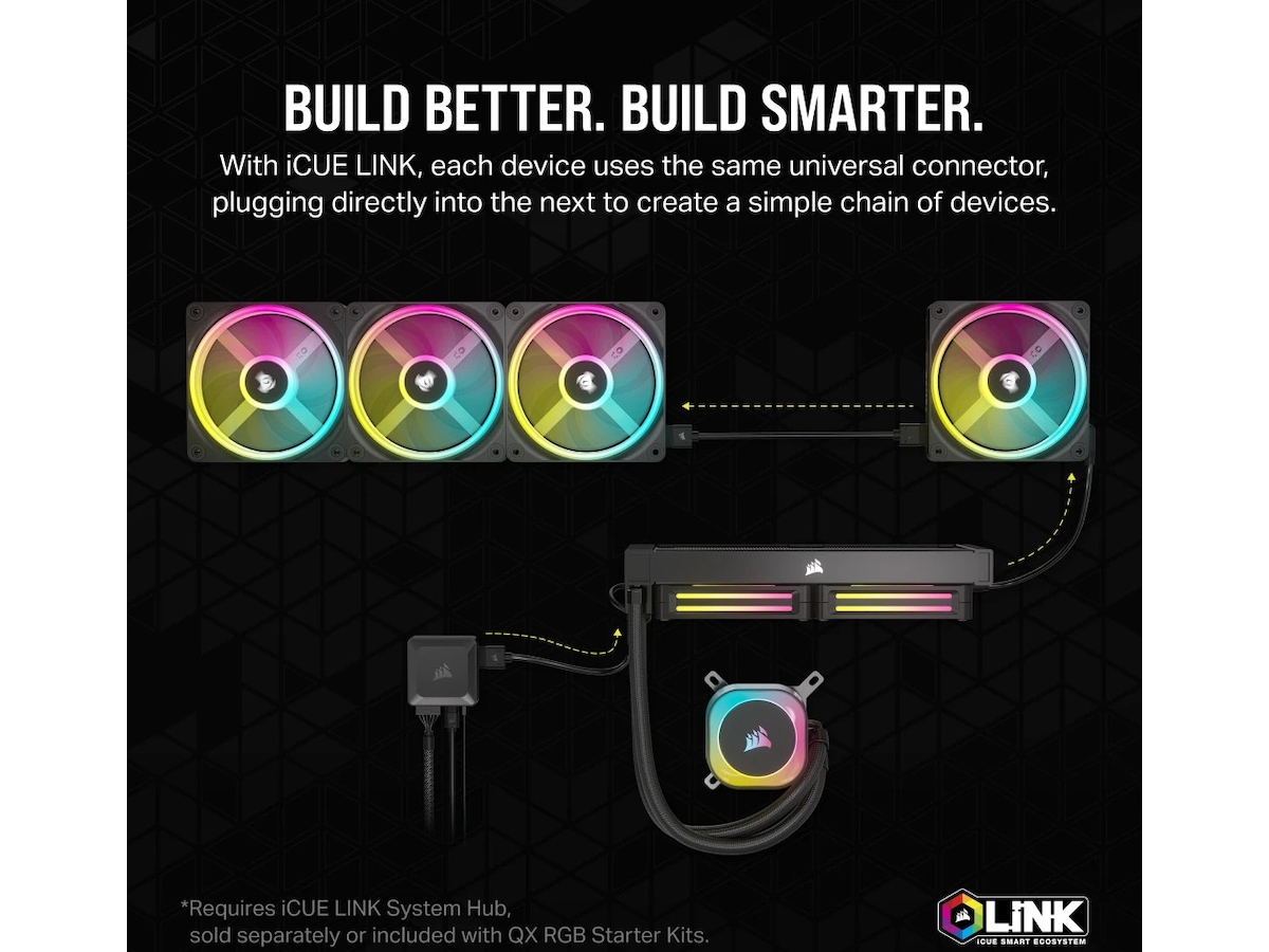 Corsair iCUE LINK QX120 RGB 120mm Fläkt (svart) Fläkt