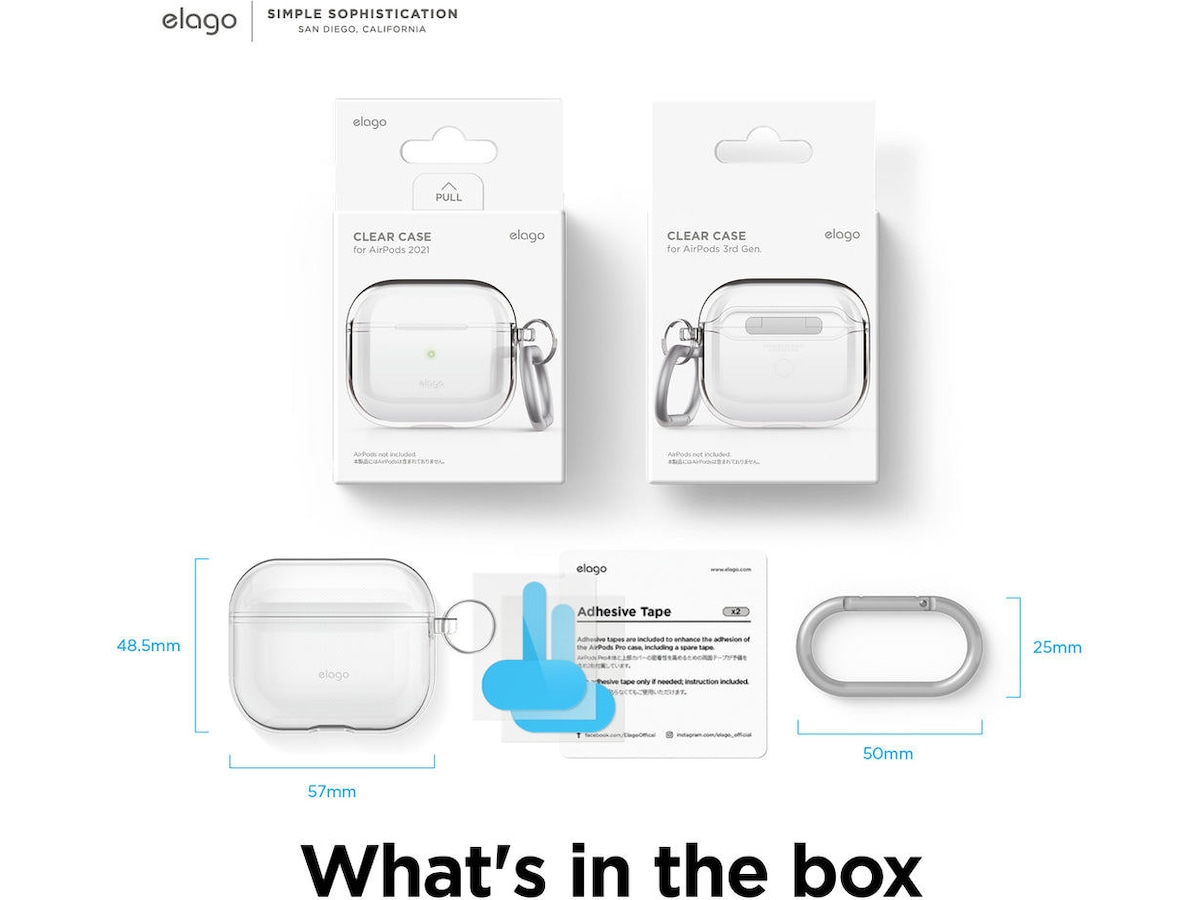 Elago Airpods 3 Clear fodral med karbinhake (transparent) Tillbehör till hörlurar