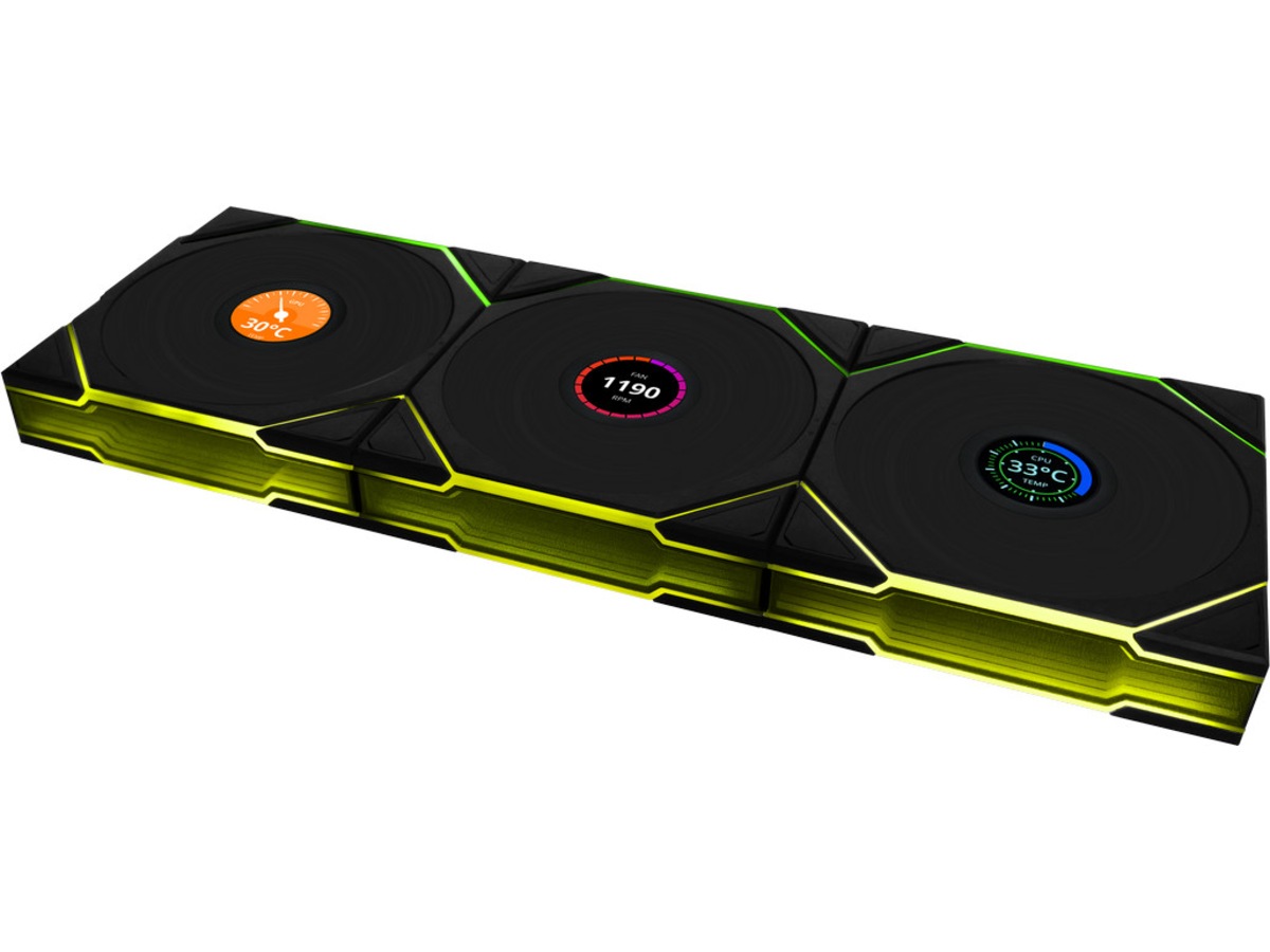 Lian Li UNI FAN TL Wireless LCD Reverse 3pk (svart) -B-Grade Demo övrigt