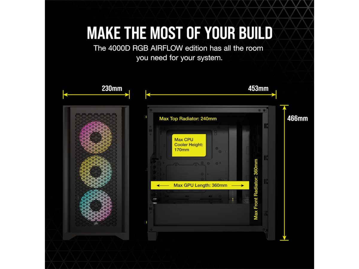 Corsair iCUE 4000D RGB Airflow Mid-Tower (svart) Midi tower