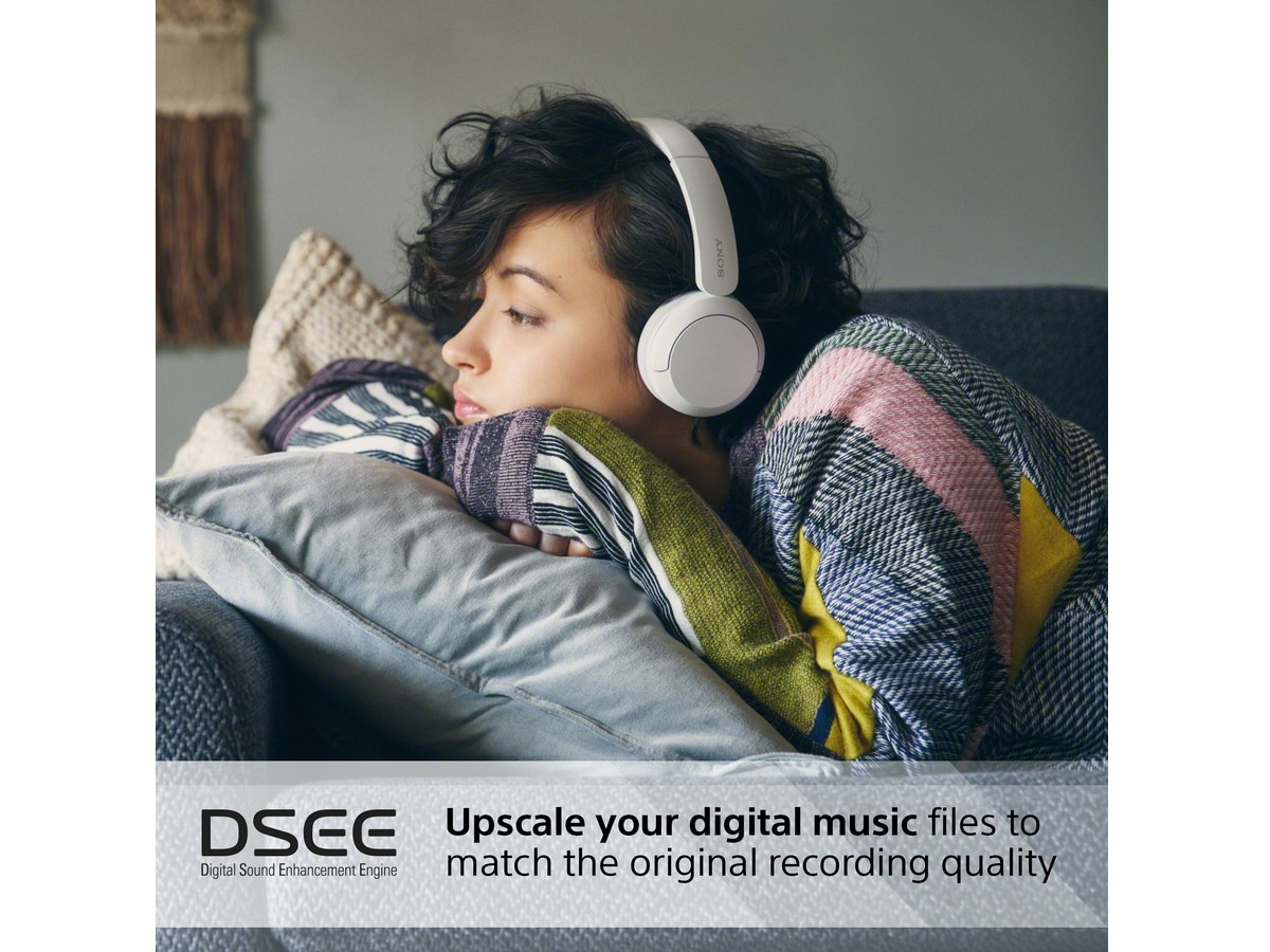 Sony WH-CH520 trådlösa hörlurar, On-Ear (vit) Hörlurar