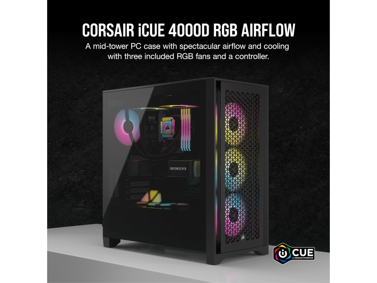 Corsair iCUE 4000D RGB Airflow Mid-Tower (svart) -B-Grade Demo övrigt