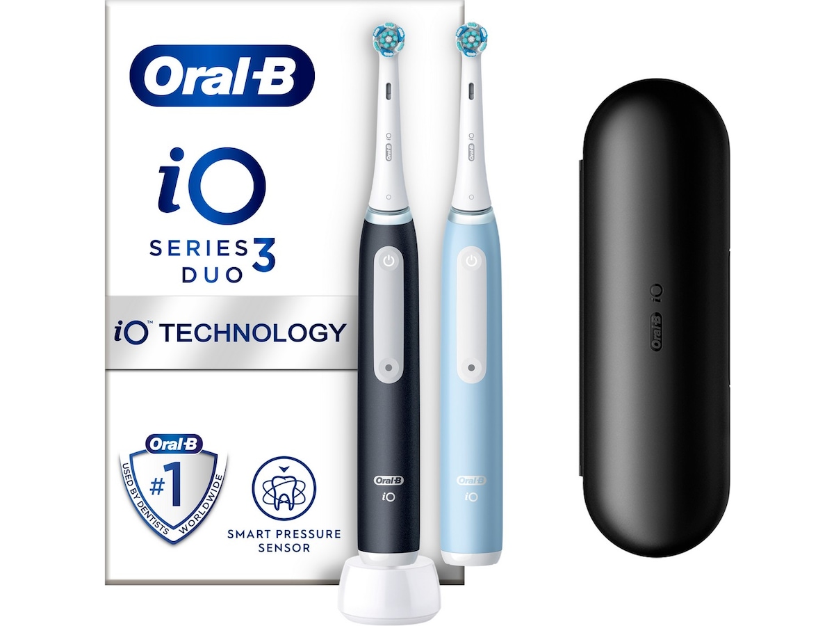 Oral-B iO 3 Elektriske tandborster 2pk (svart & blå) Eltandborste