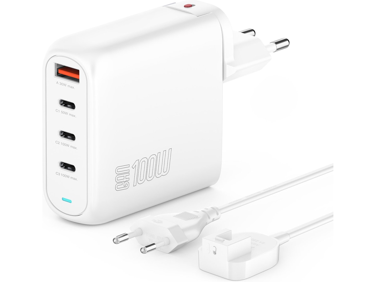4smarts GaN Flex Pro 100W Väggladdare (vit) Mobilladdare