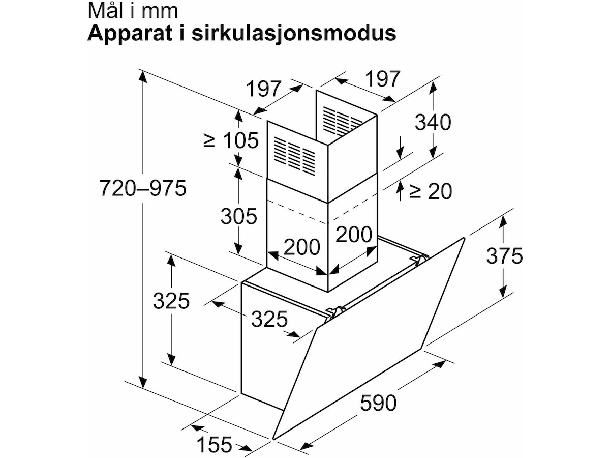 Siemens iQ100 LC65KDK60 Ventilator (svart) Väggmonterad köksfläkt