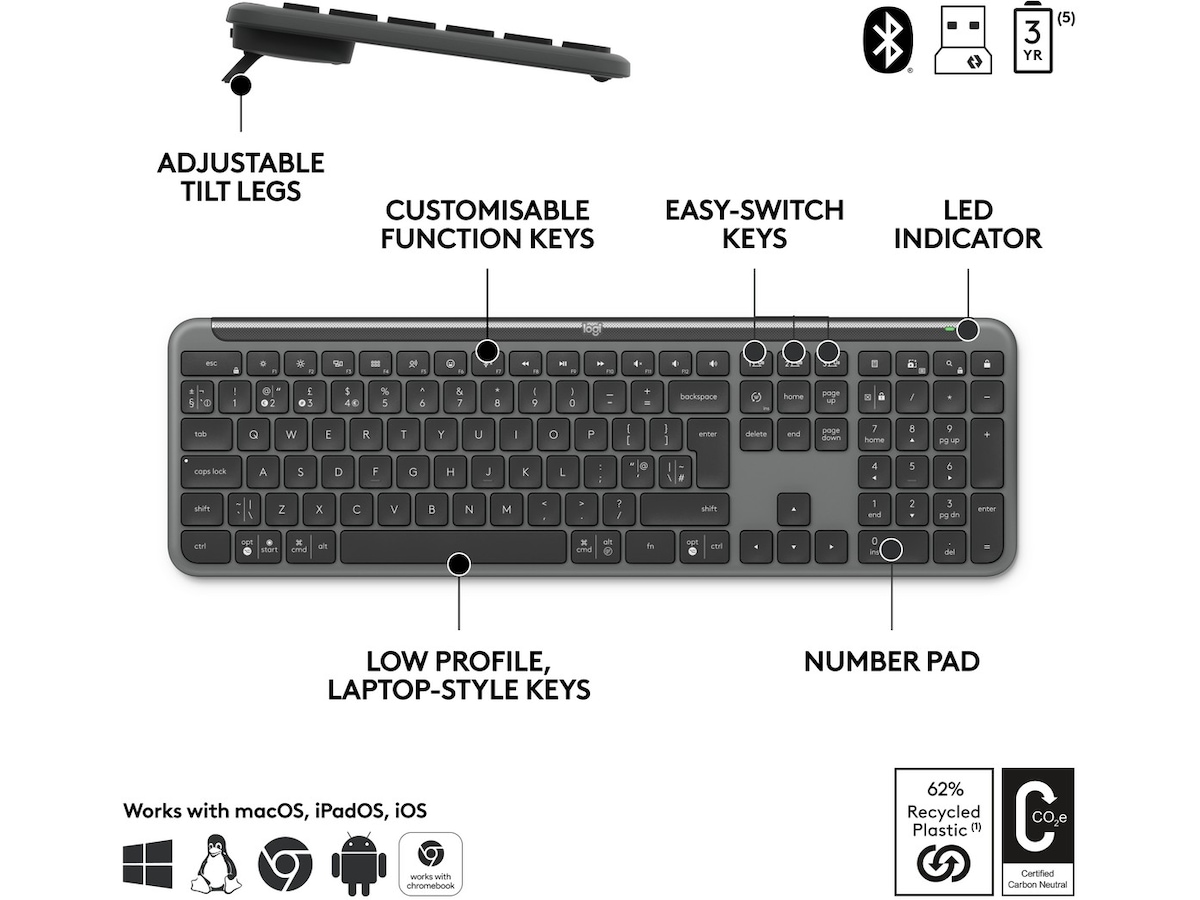 Logitech Signature Slim Combo MK950 for Business (graphite) Mus & tangentbord -combo-paket