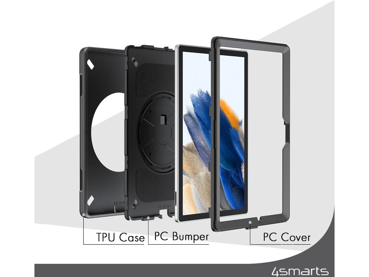 4smarts Galaxy Tab A9+ Rugged Case Grip skal (svart) Skydd