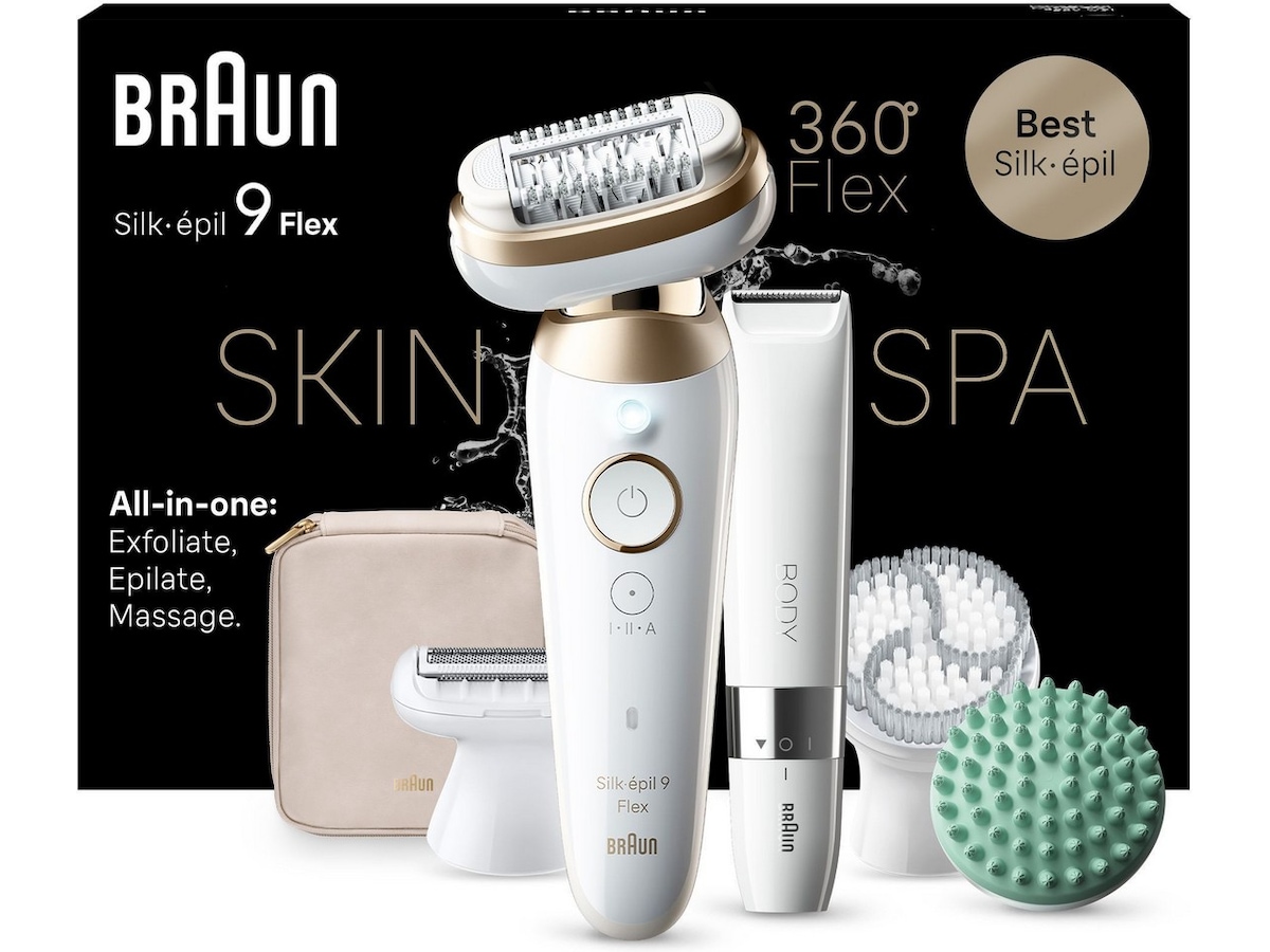 Braun Silk-épil 9 Flex 3S SkinSpa Epilator SES9-481 (vit/guld) Epilator & IPL-hårborttagning
