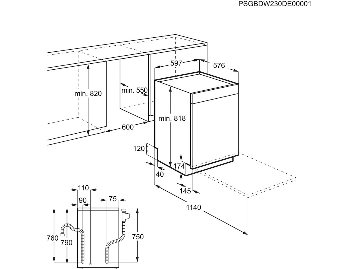Electrolux ESA47220UW diskmaskin (vit) Underbyggd diskmaskin
