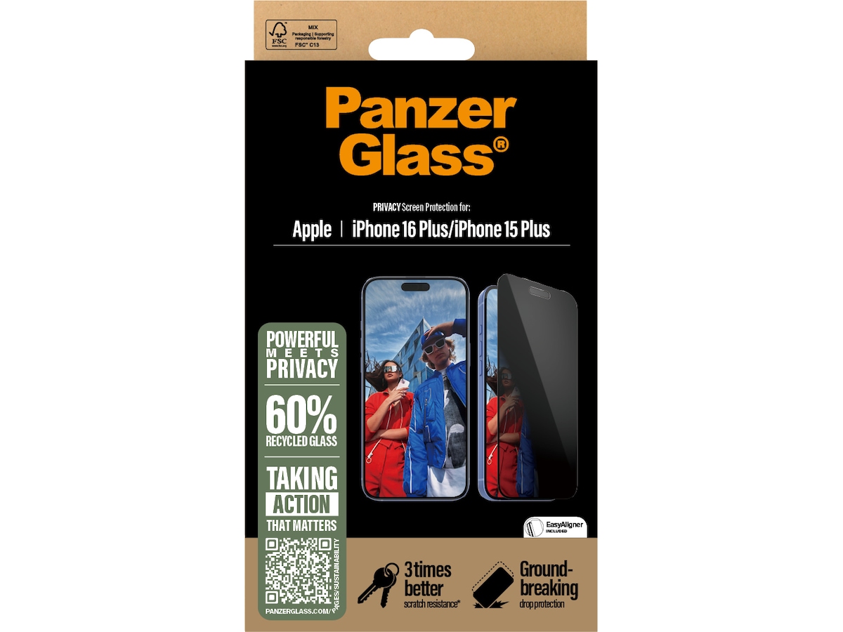 PanzerGlass iPhone 16 Plus | 15 Plus Privacy skärmskydd Skärmskydd