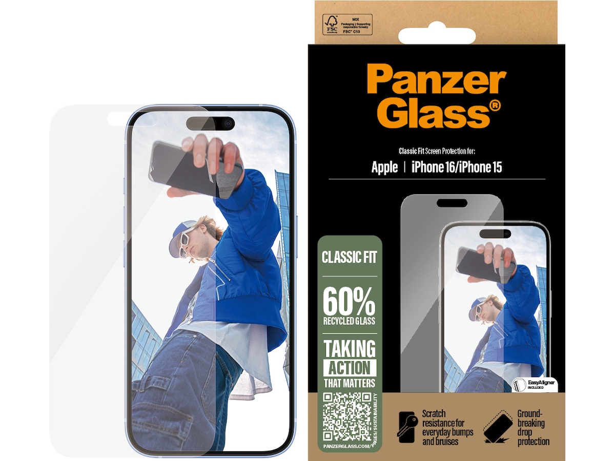 PanzerGlass iPhone 15 / 16 skärmskydd Skärmskydd