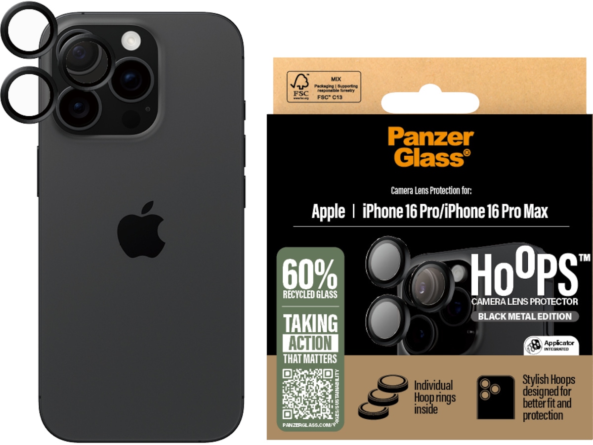 PanzerGlass iPhone 16 Pro / Pro Max Hoops Linsskydd Skärmskydd