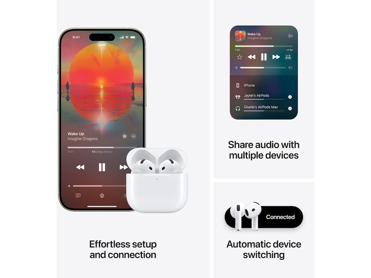 Apple AirPods 4 Aktiv brusreducering trådlösa hörlurar, In-ear (vit) In-ear hörlurar