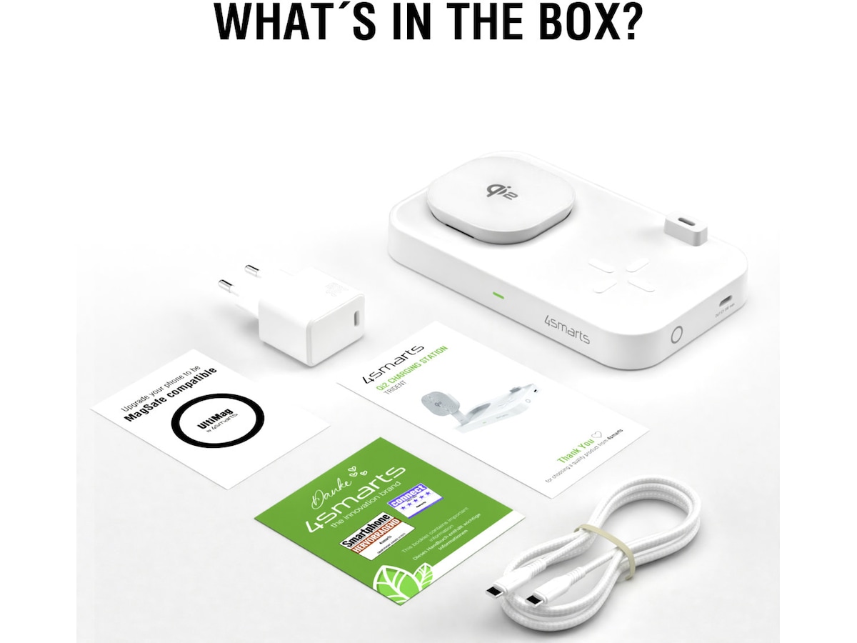 4smarts Qi2 Charging Station Trident (vit) Mobilladdare