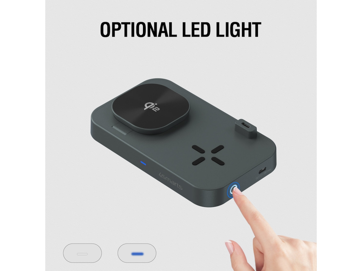 4smarts Qi2 Charging Station Trident (svart) Mobilladdare