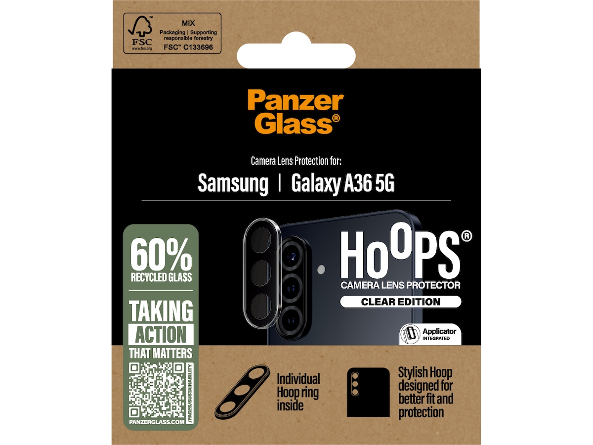 PanzerGlass Galaxy A36 5G Hoops linsskydd (transparent) Skärmskydd