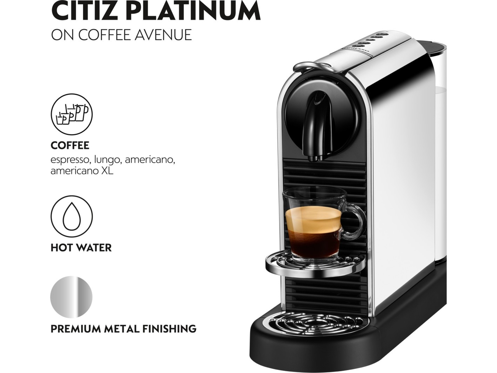 Nespresso CitiZ by De'Longhi kapselmaskin (platina) Kapselmaskiner