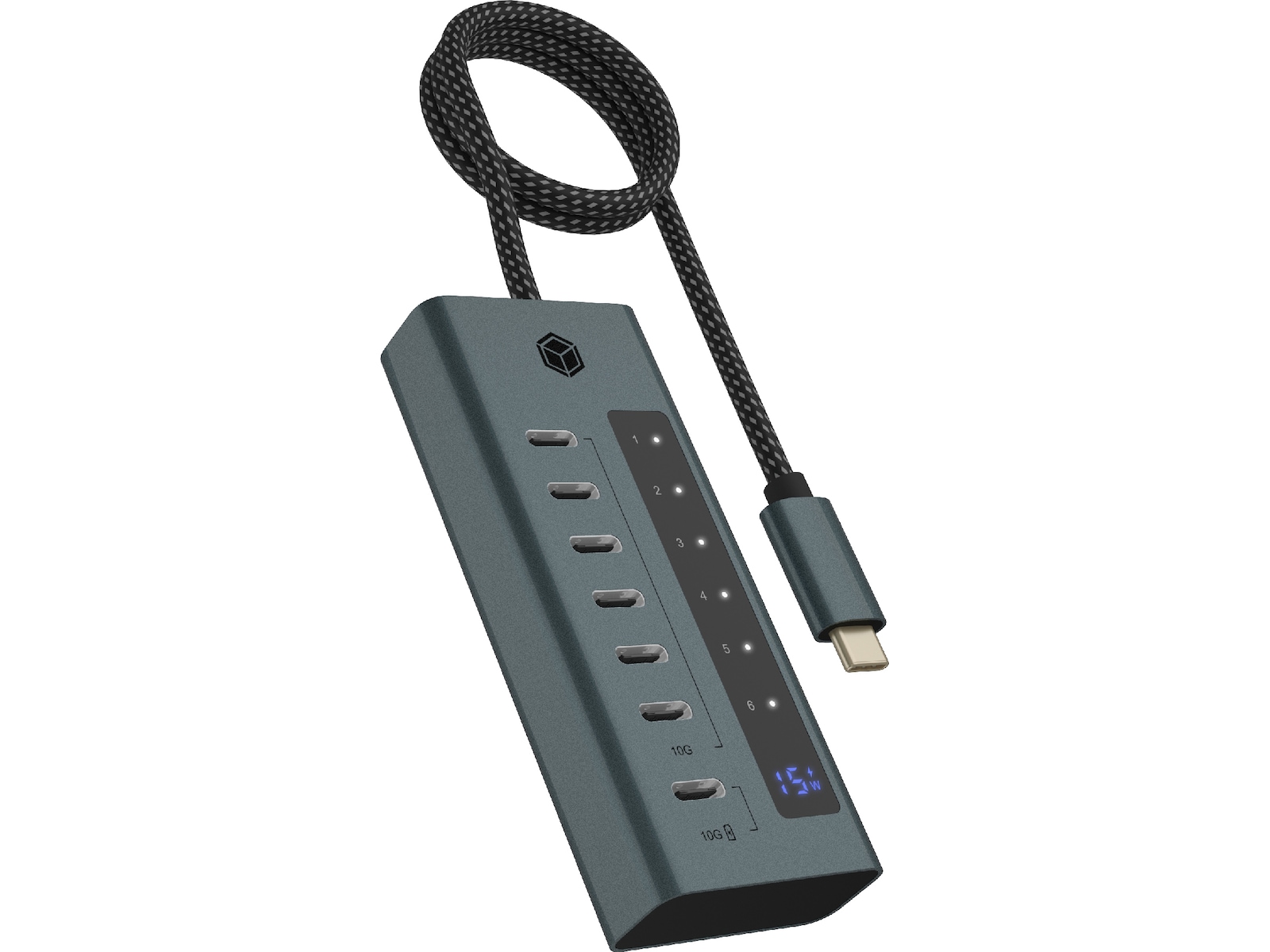 ICY BOX 7 Port USB-C Hub (blå/grå) Dockningsstation och USB-hub