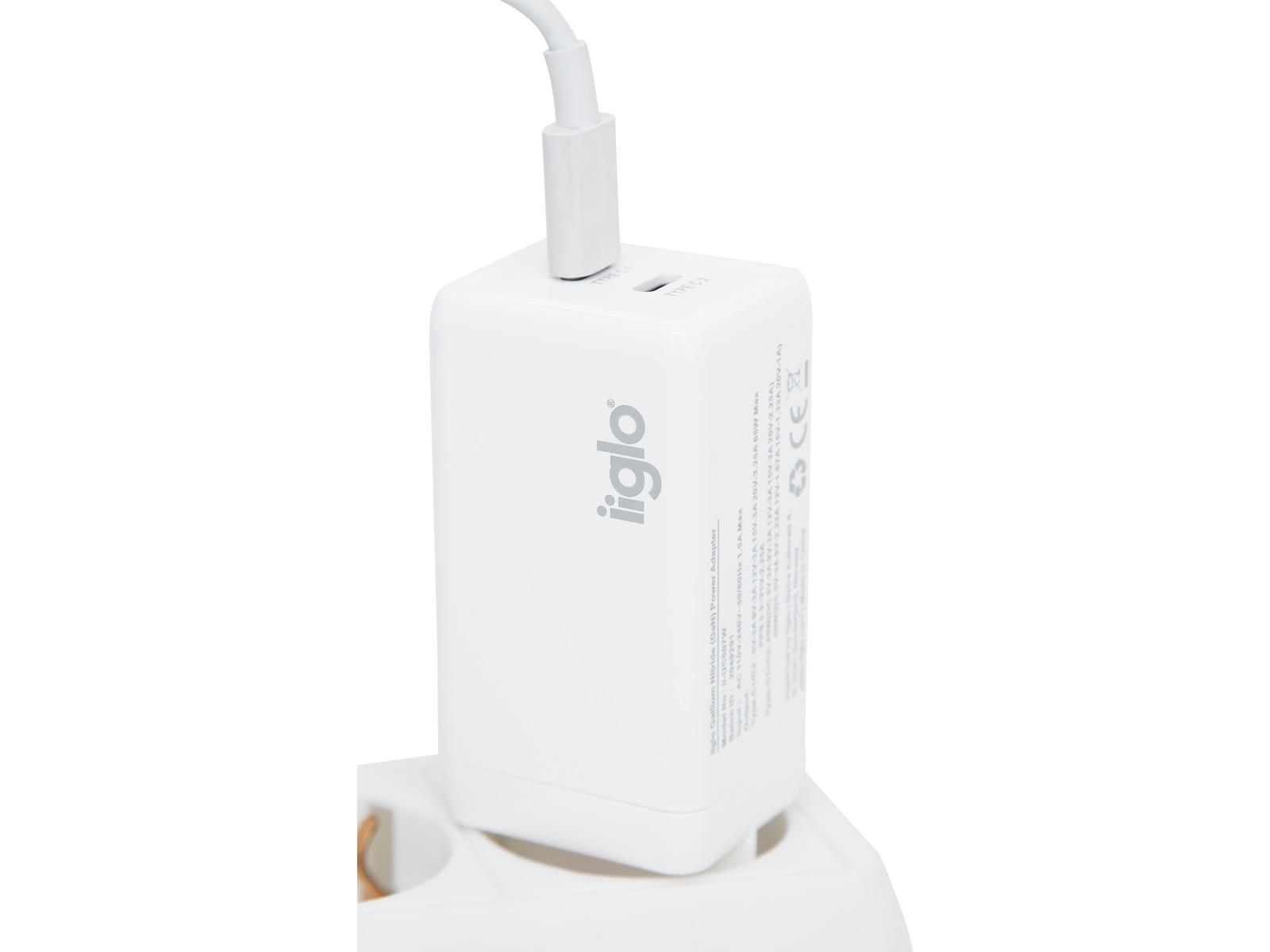 iiglo 65W Väggladdare (vit) Mobilladdare