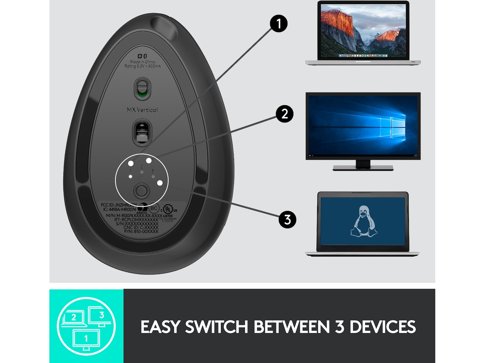 Logitech MX Vertical Trådlös Bluetooth Mus Ergonomi