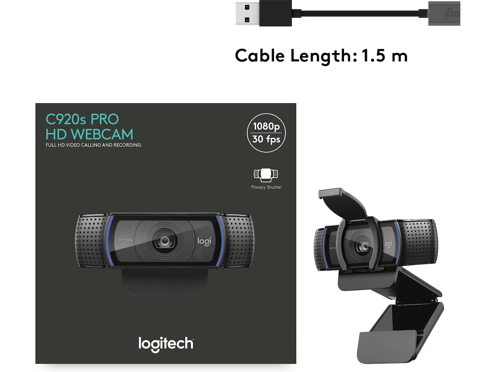 Logitech C920s PRO HD Webkamera Webbkamera