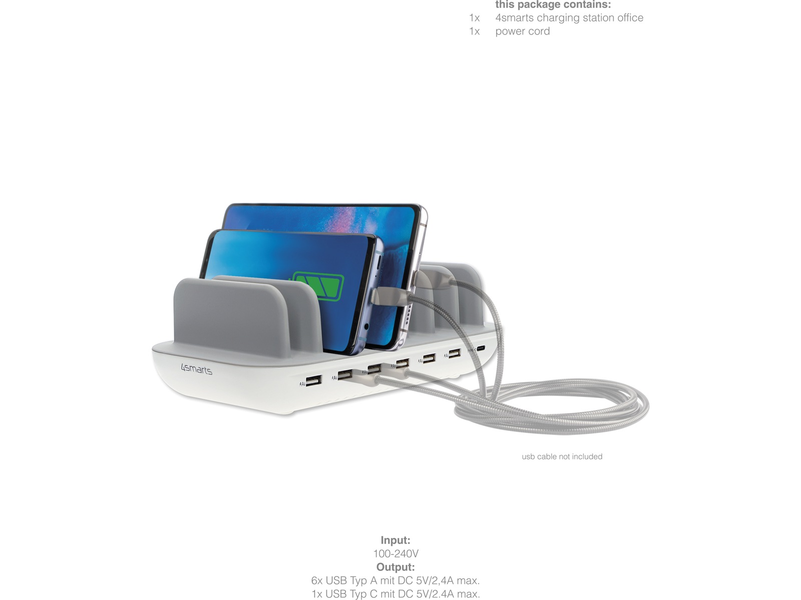 4smarts Office 60W Laddstation (vit) Mobilladdare