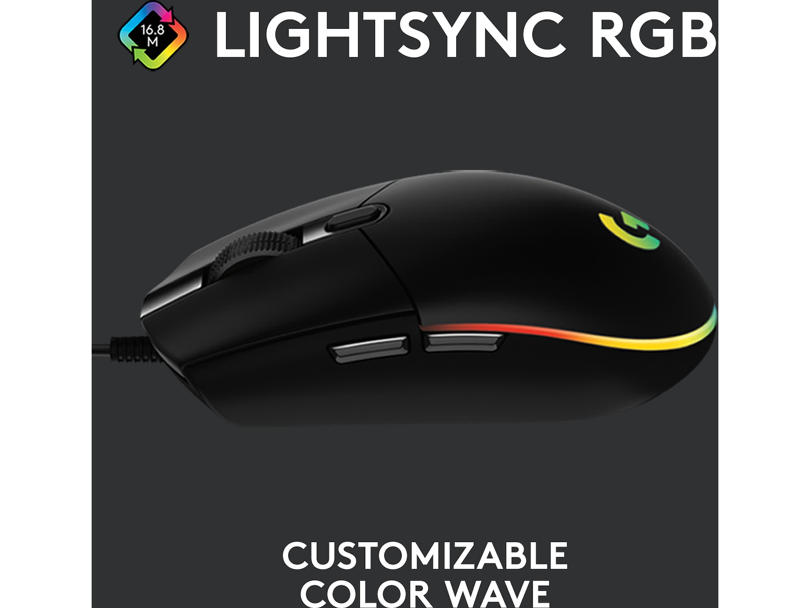 Logitech G203 Lightsync Gamingmus (svart) Gamingmus