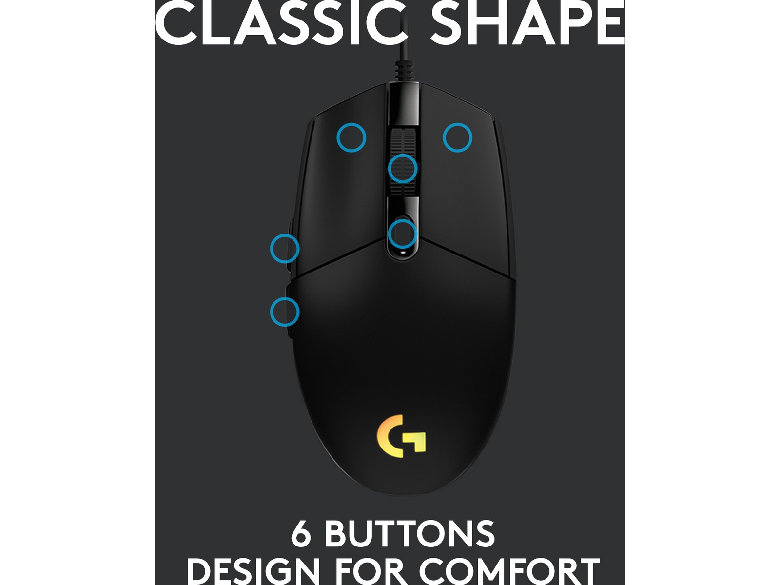 Logitech G203 Lightsync Gamingmus (svart) Gamingmus