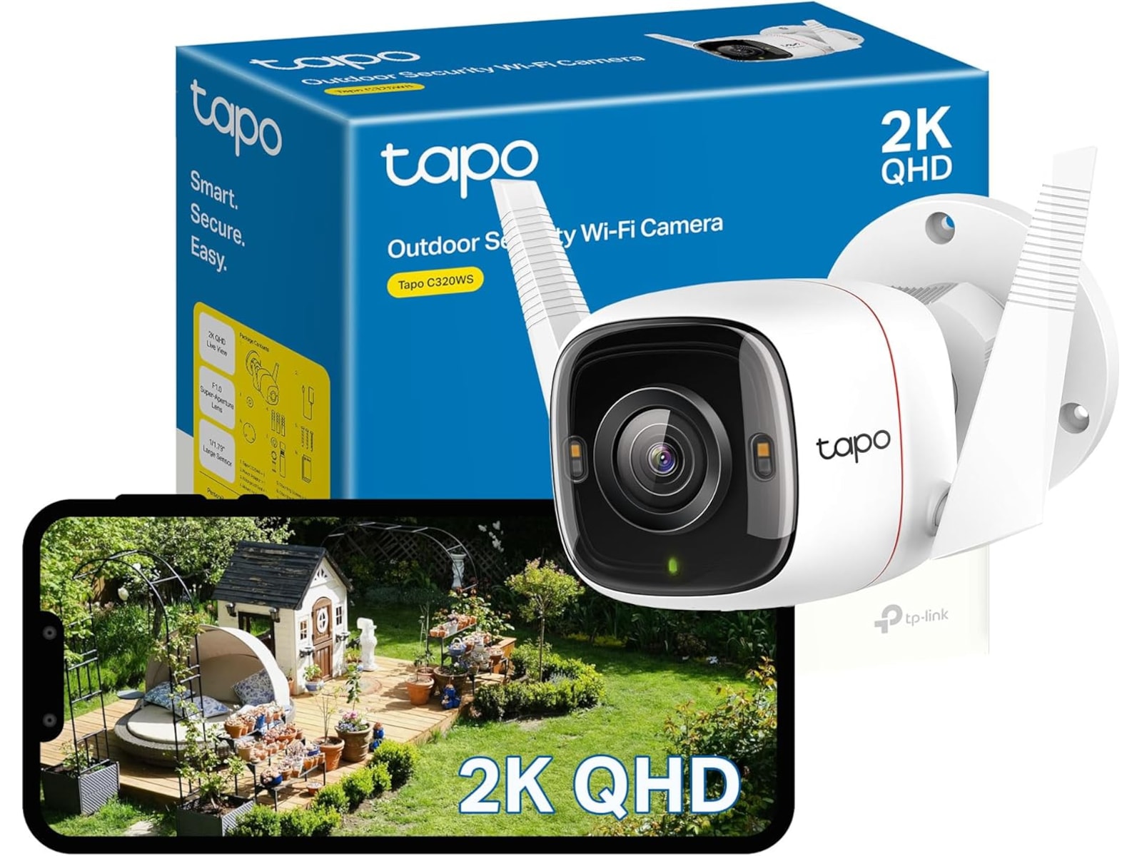 TP-Link Tapo C320WS 2K WiFi Camera Outdoor (vit) Övervakningskamera