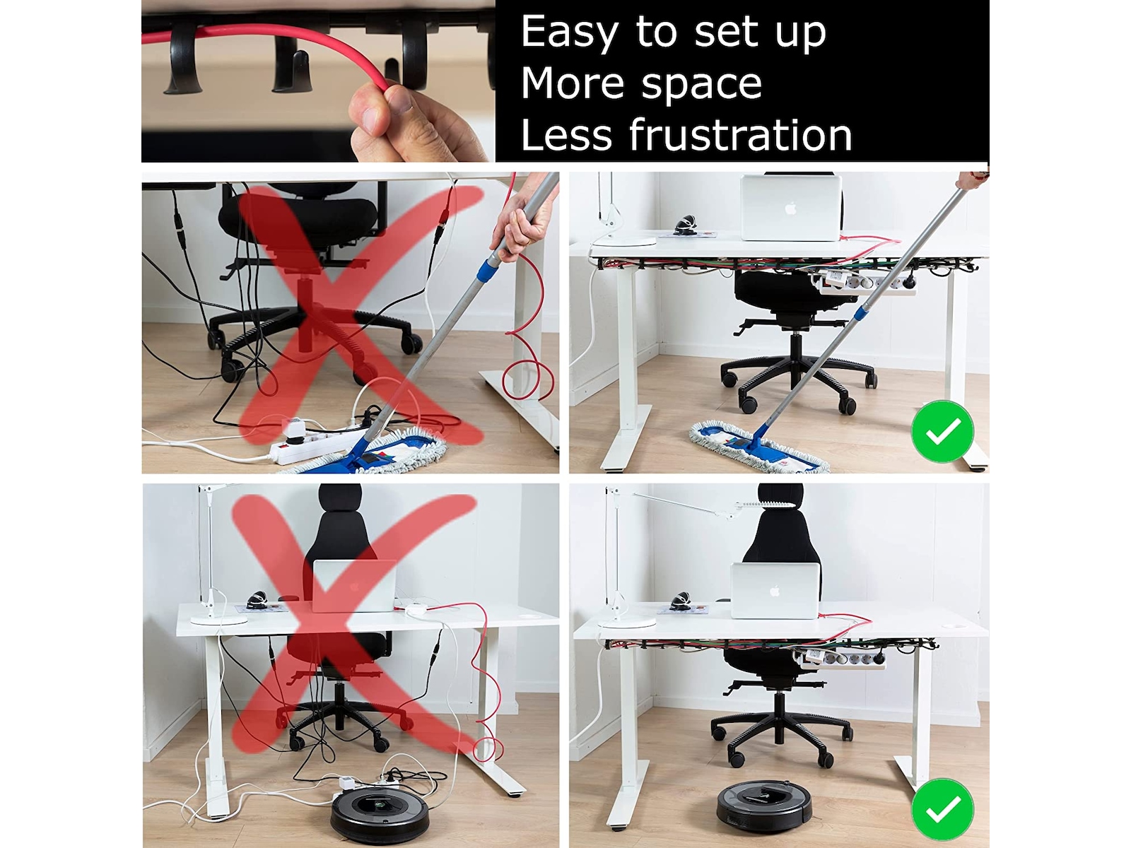 Kenson RIB 38cm Kabelhållare (3pk) Tillbehör till arbetsstationer & kontorsbås