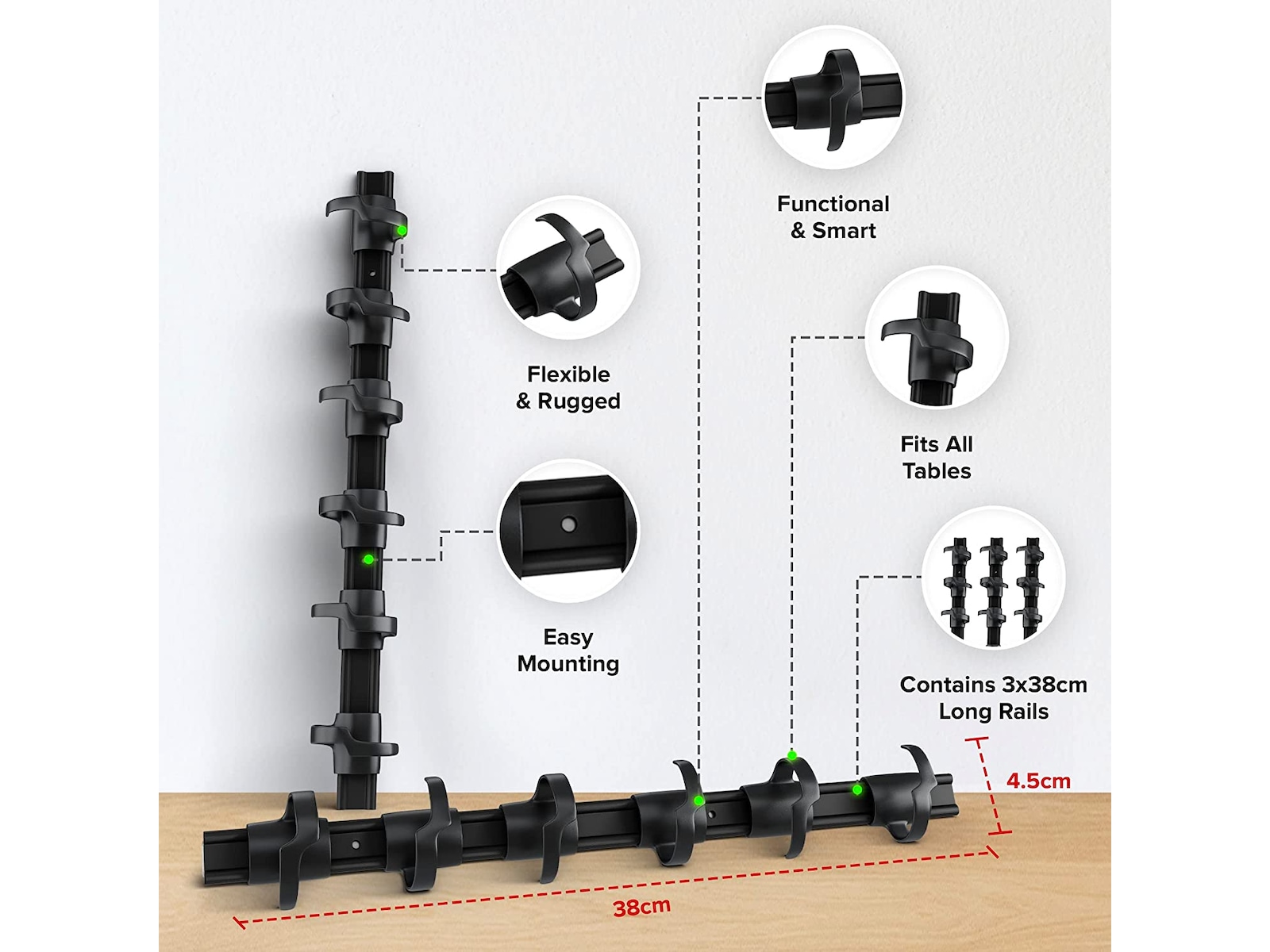 Kenson RIB 38cm Kabelhållare (3pk) Tillbehör till arbetsstationer & kontorsbås