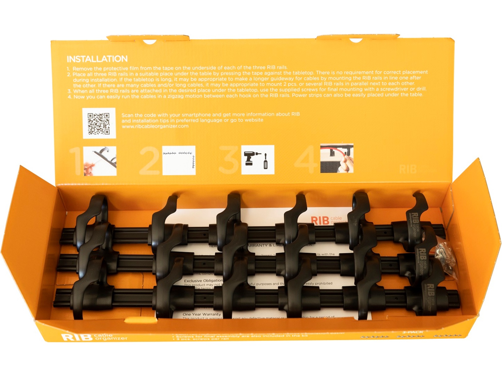 Kenson RIB 38cm Kabelhållare (3pk) Tillbehör till arbetsstationer & kontorsbås