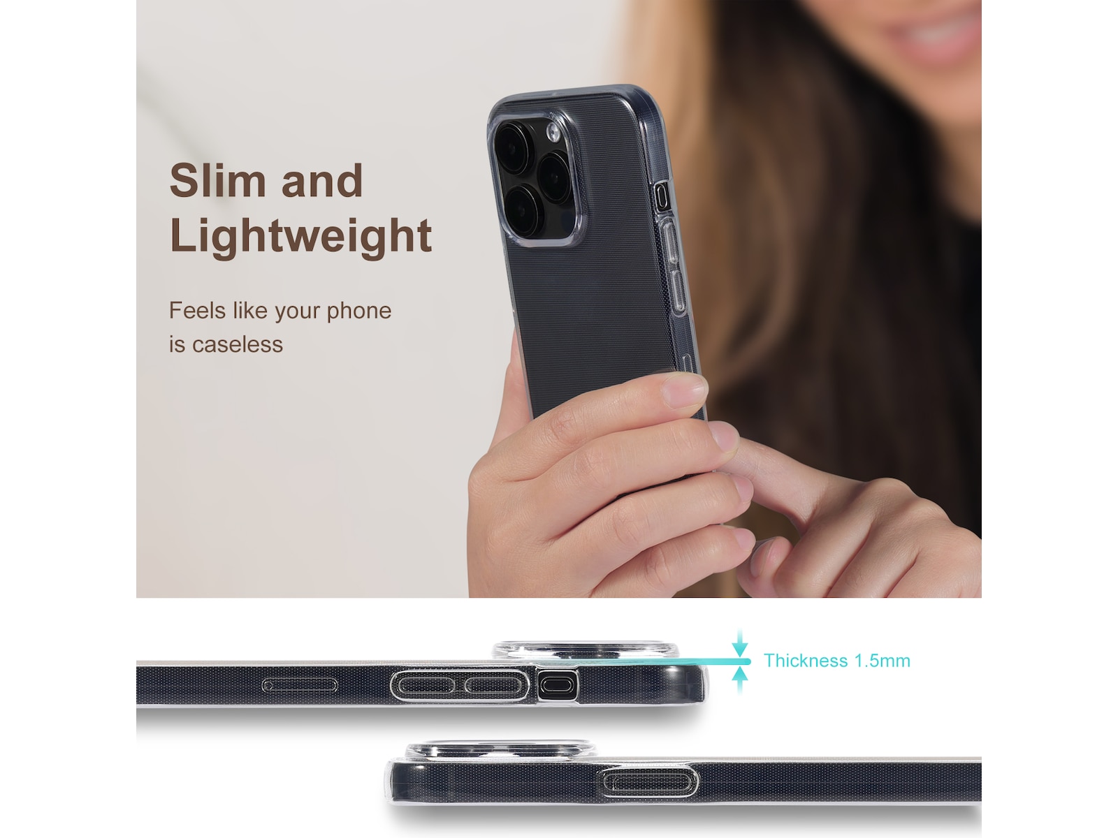 iiglo iPhone 15 Pro Silikonskydd (transparent) Skydd