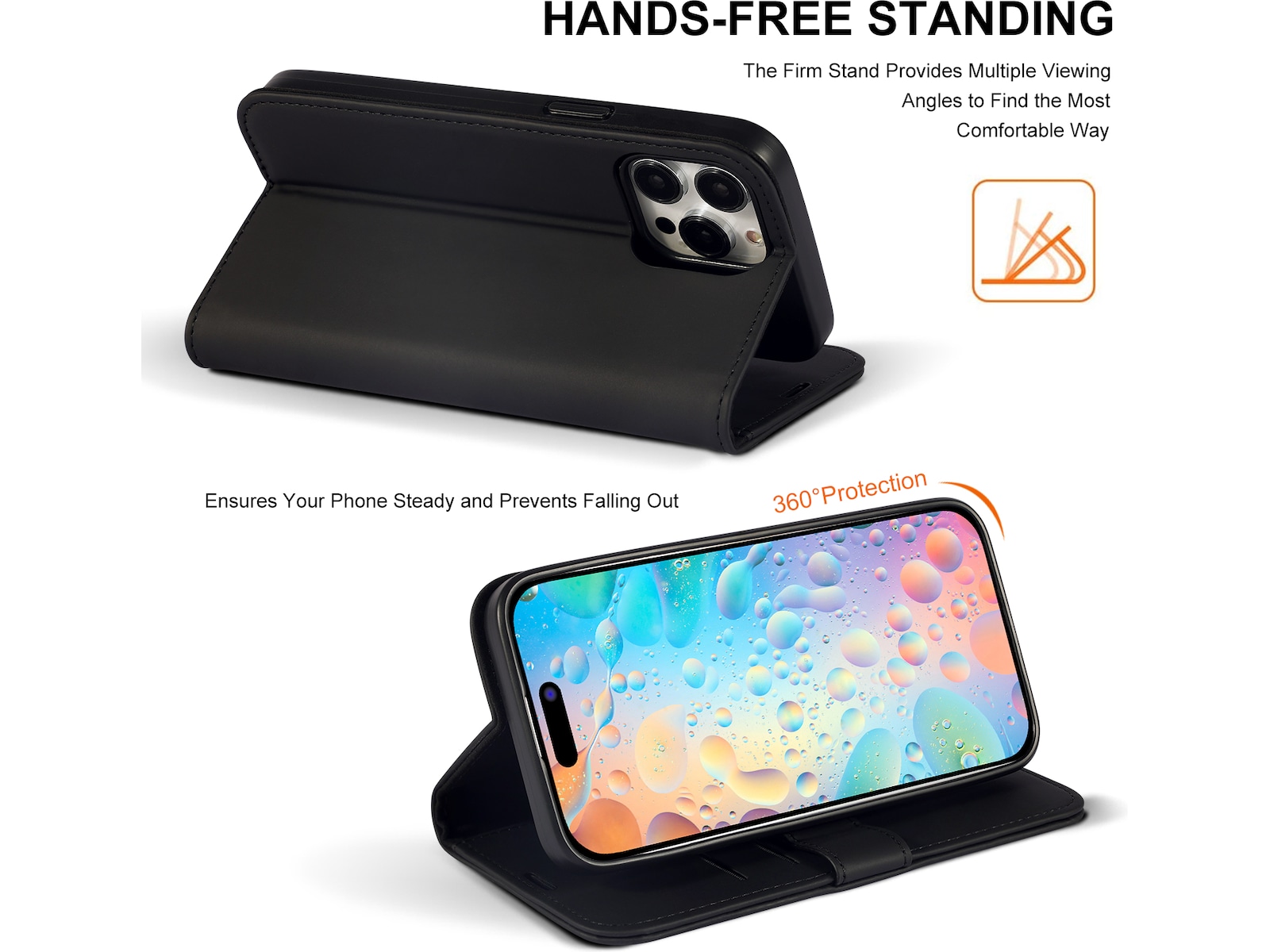 iiglo iPhone 15 Pro Max Plånboksfodral (svart) Skydd