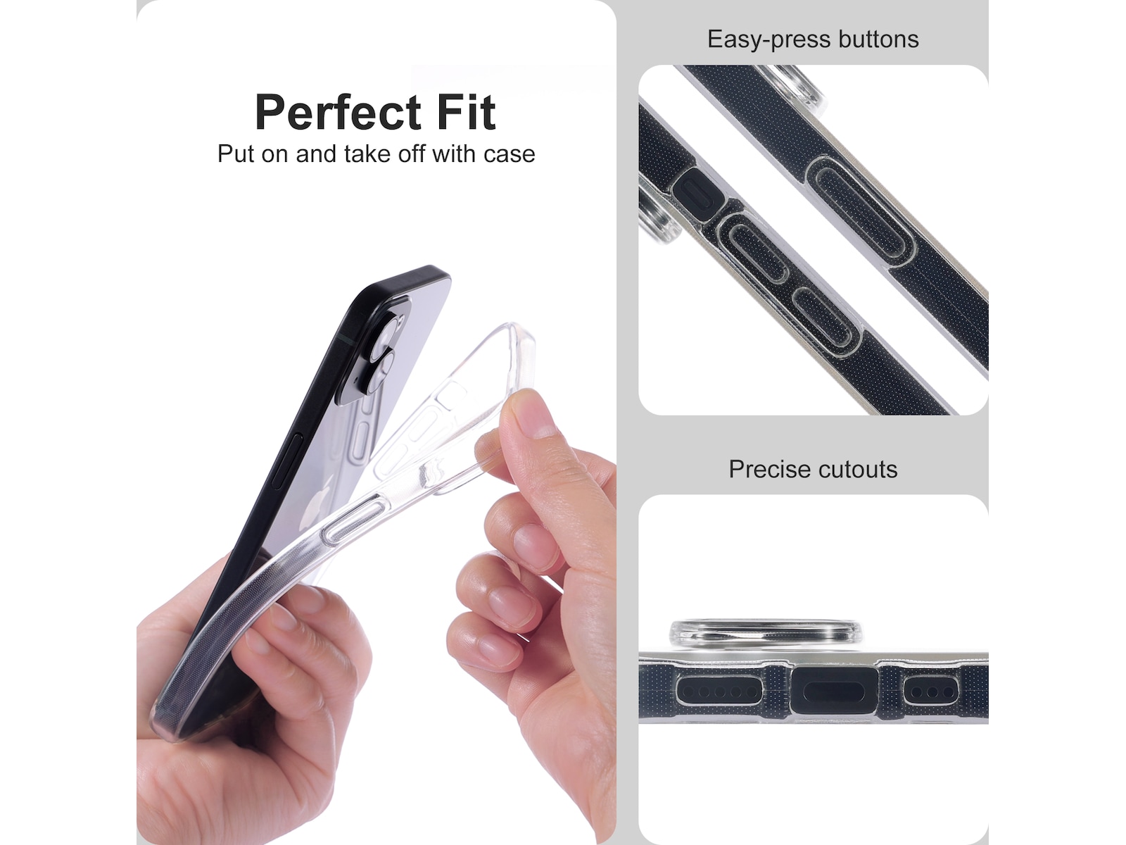 iiglo iPhone 15 / 14 Silikonskydd (transparent) Skydd