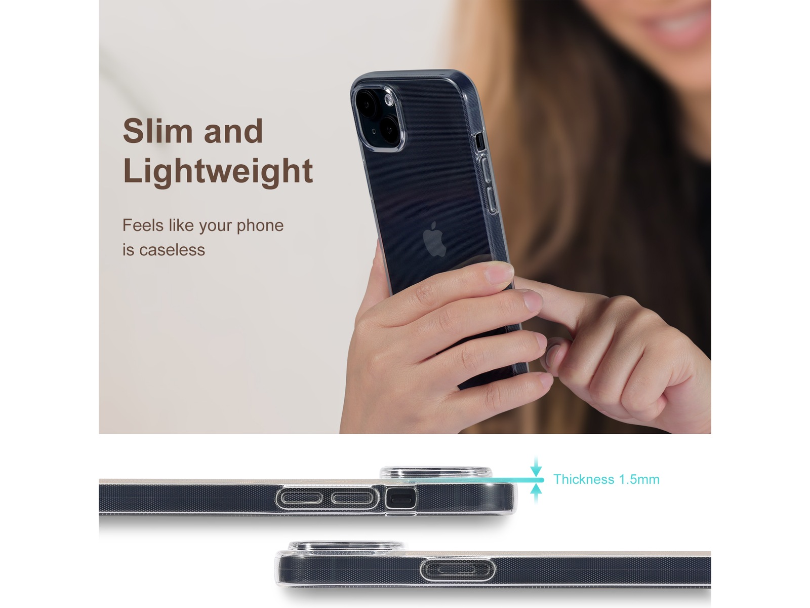 iiglo iPhone 15 Plus Silikonskydd (transparent) Skydd