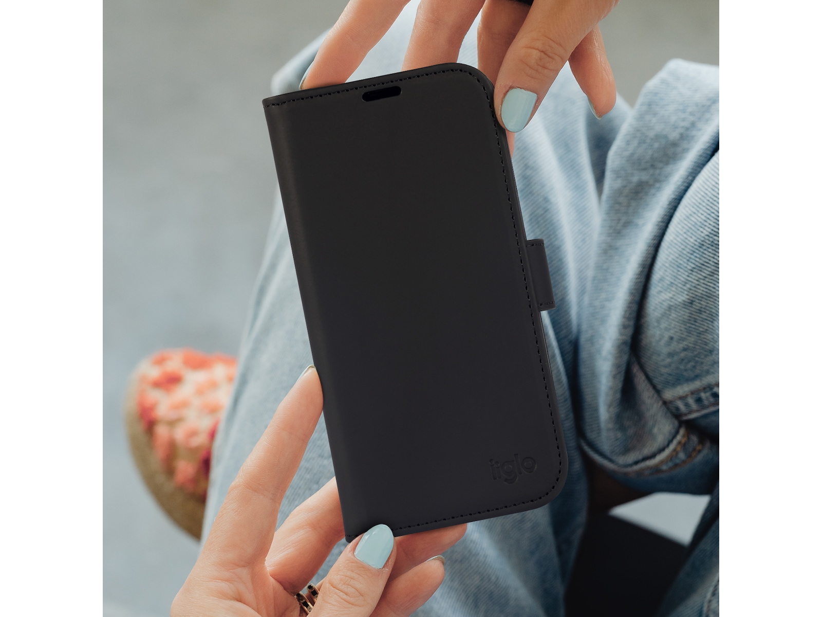 iiglo iPhone 15 / 14 Plånboksfodral (svart) Skydd