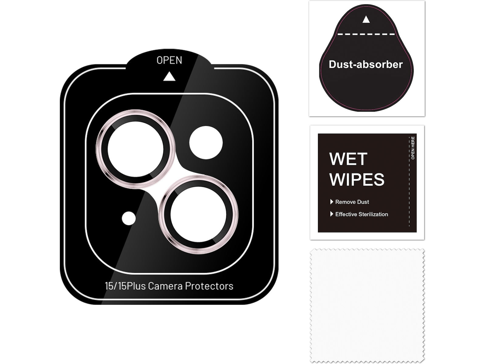 iiglo iPhone 15 / 15 Plus Linsskydd rosa ram (rosa) Skärmskydd