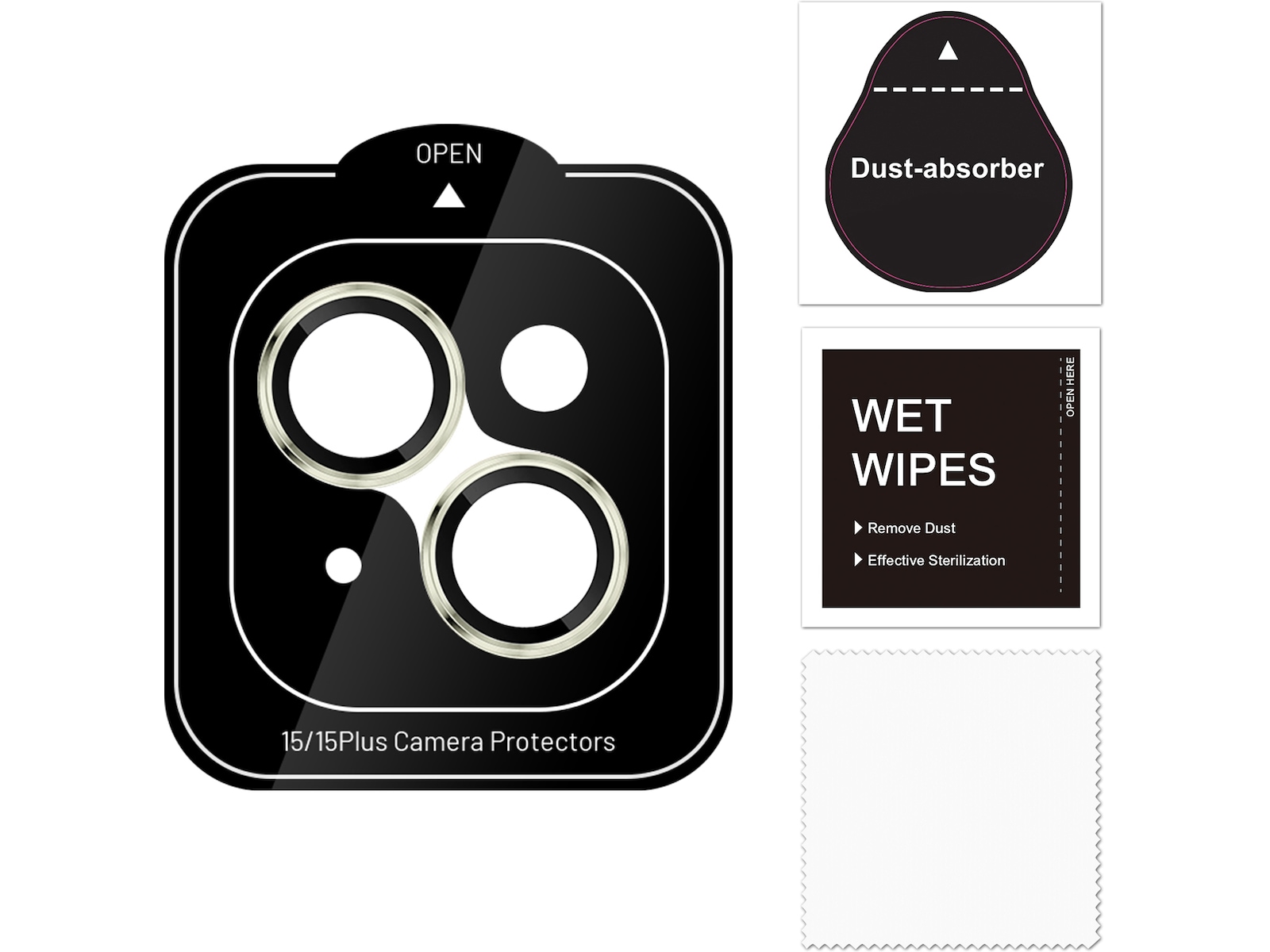 iiglo iPhone 15 / 15 Plus Linsskydd gul ram (gul) Skärmskydd