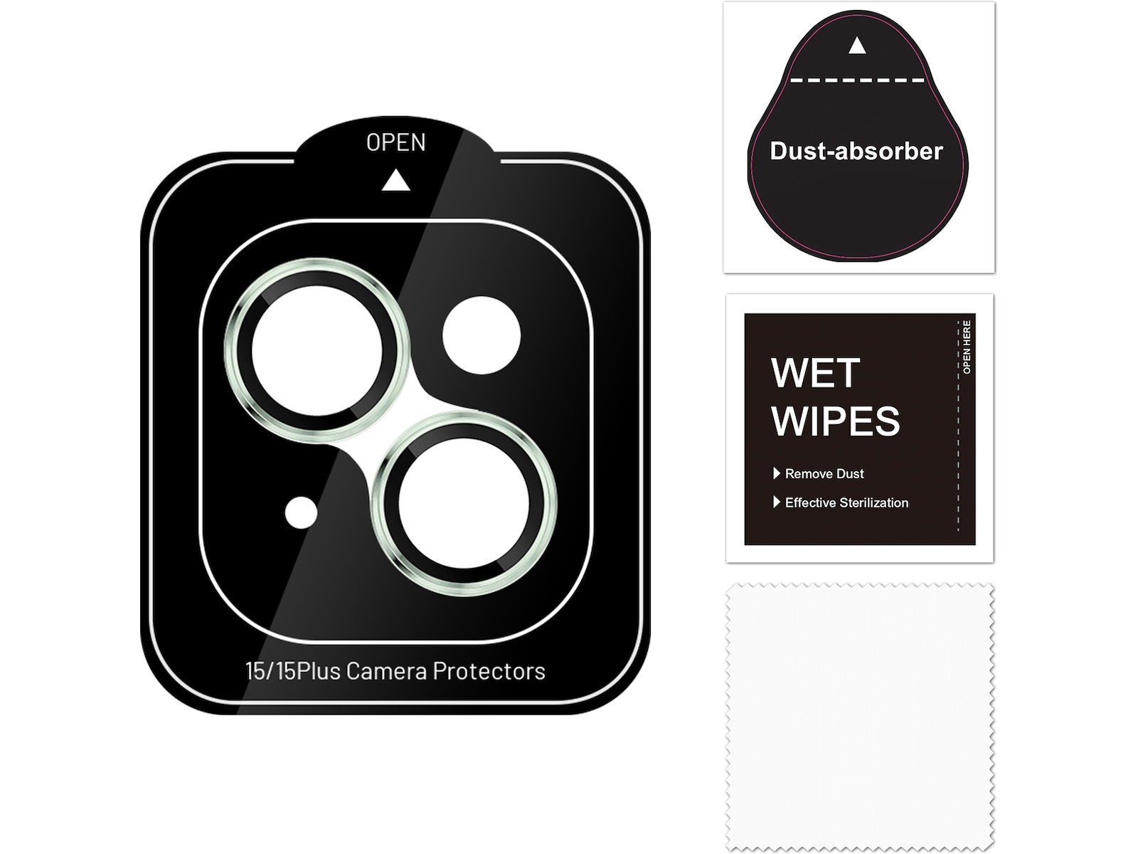 iiglo iPhone 15 / 15 Plus Linsskydd grön ram (grön) Skärmskydd