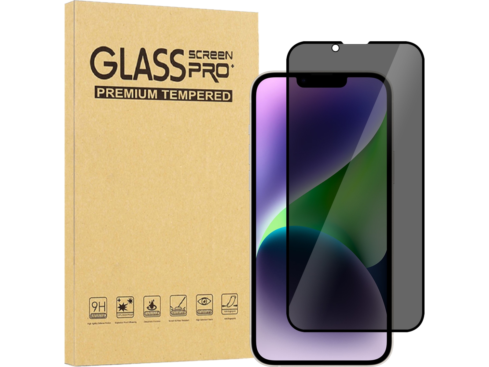 iiglo iPhone 16e / 14 / 13 / 13 Pro 3D Privacy Skärmskydd Skärmskydd