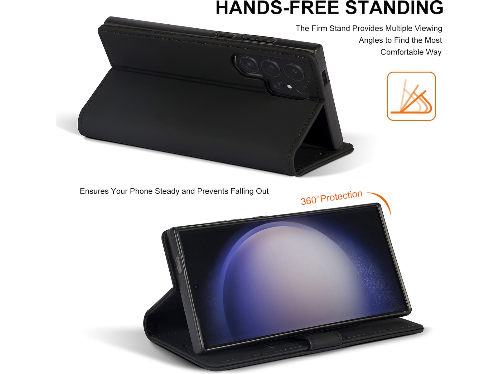 iiglo Galaxy S24 Ultra Plånboksfodral (svart) Skydd