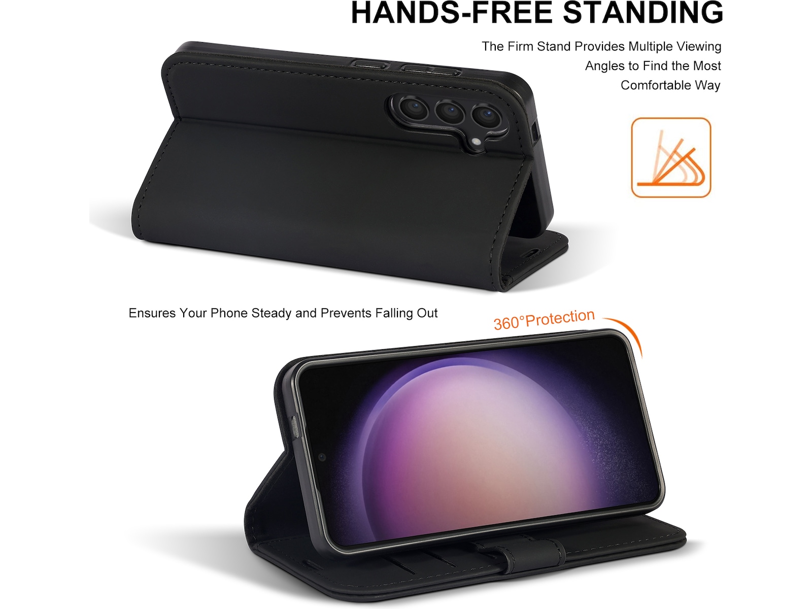 iiglo Galaxy S24 Plånboksfodral (svart) Skydd