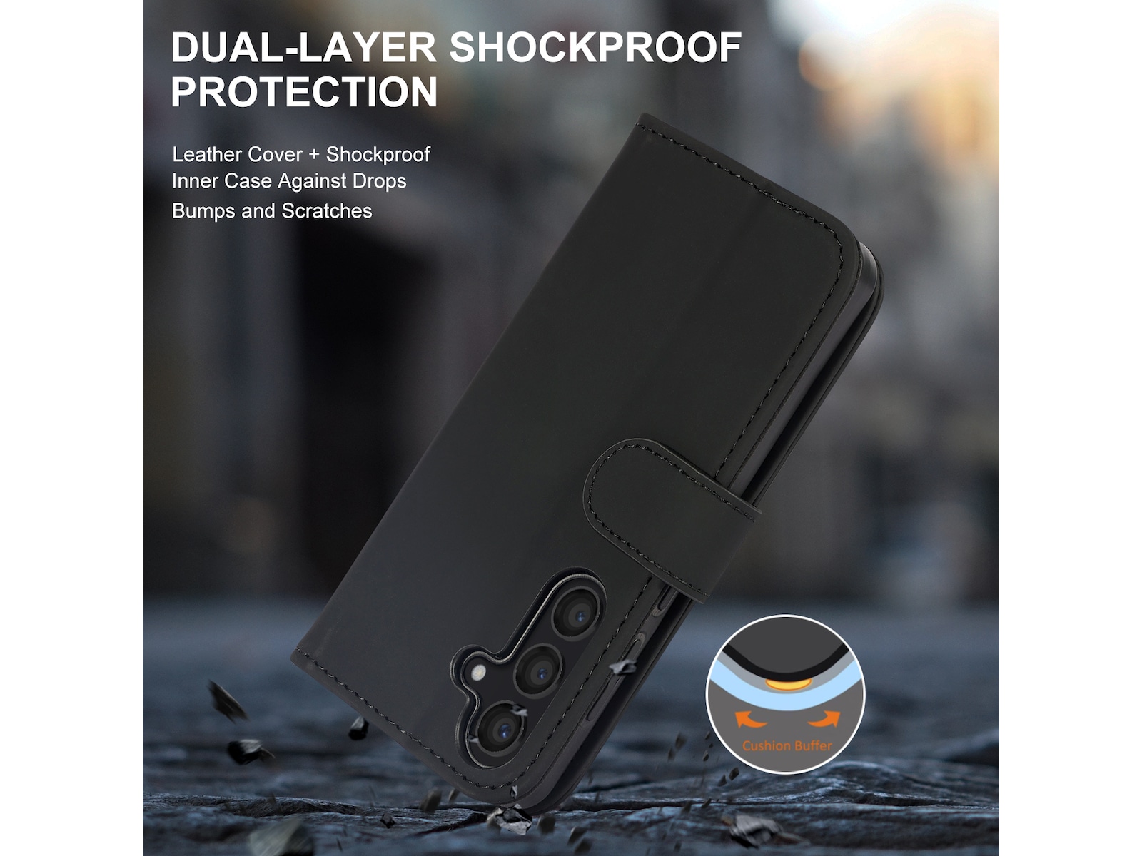 iiglo Galaxy S24 Plånboksfodral (svart) Skydd