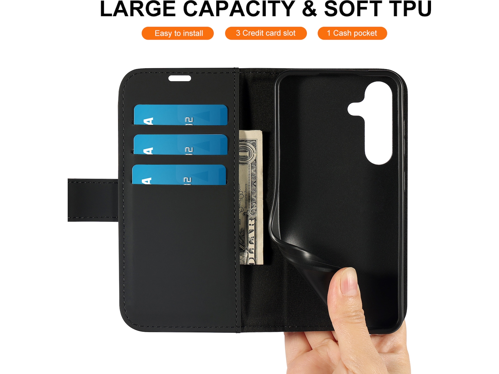 iiglo Galaxy S24 Plånboksfodral (svart) Skydd