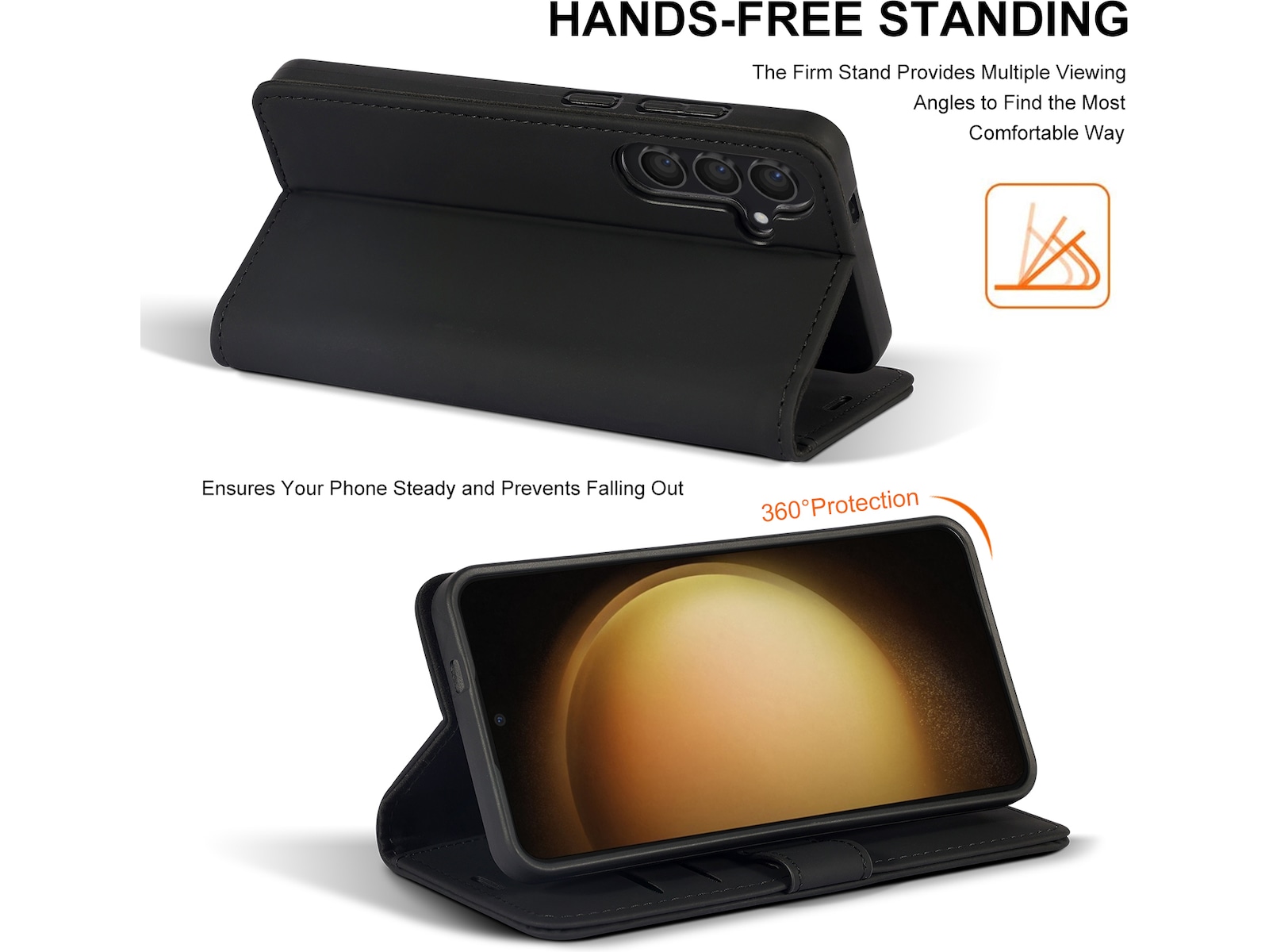 iiglo Galaxy S24+ Plånboksfodral (svart) Skydd